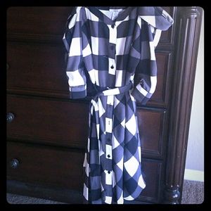 Gingam/Plaid off the shoulder dress by Bar III